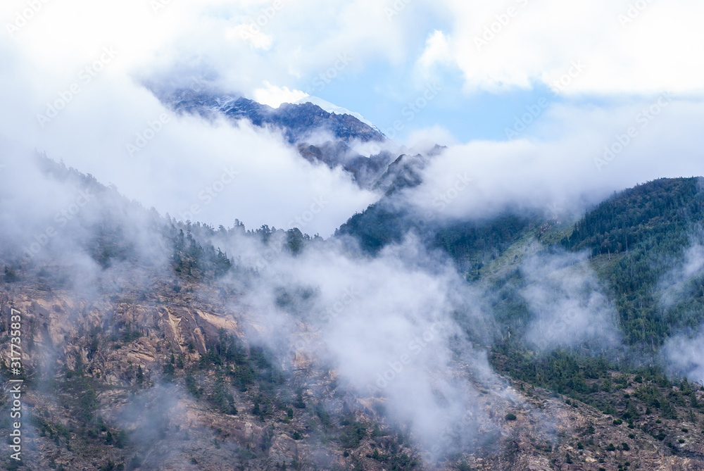 Picture of Himalayas mountains covered with fog