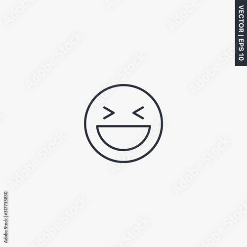 Laugh emoticon, linear style sign for mobile concept and web design
