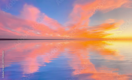 Sunset Reflection on the Ocean at Chatham, Cape Cod 
