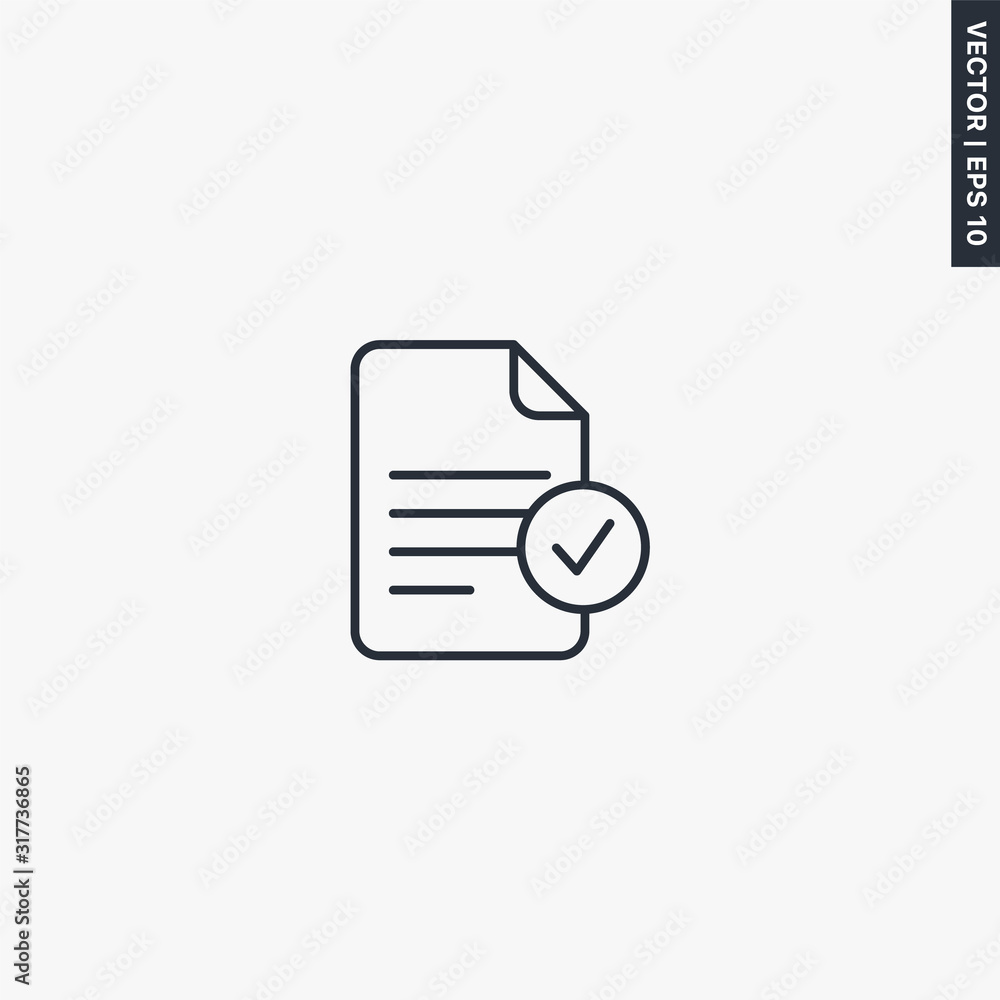 Selected document, linear style sign for mobile concept and web design Selected document, linear style sign for mobile concept and web design