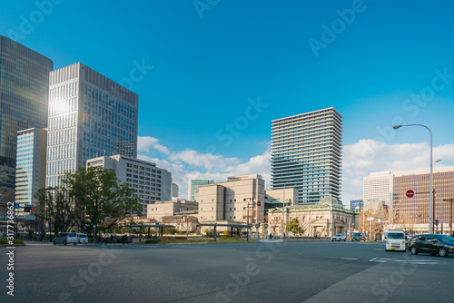 OSAKA, JAPAN - January 14, 2020: Street view of city center in Osaka, Japan
