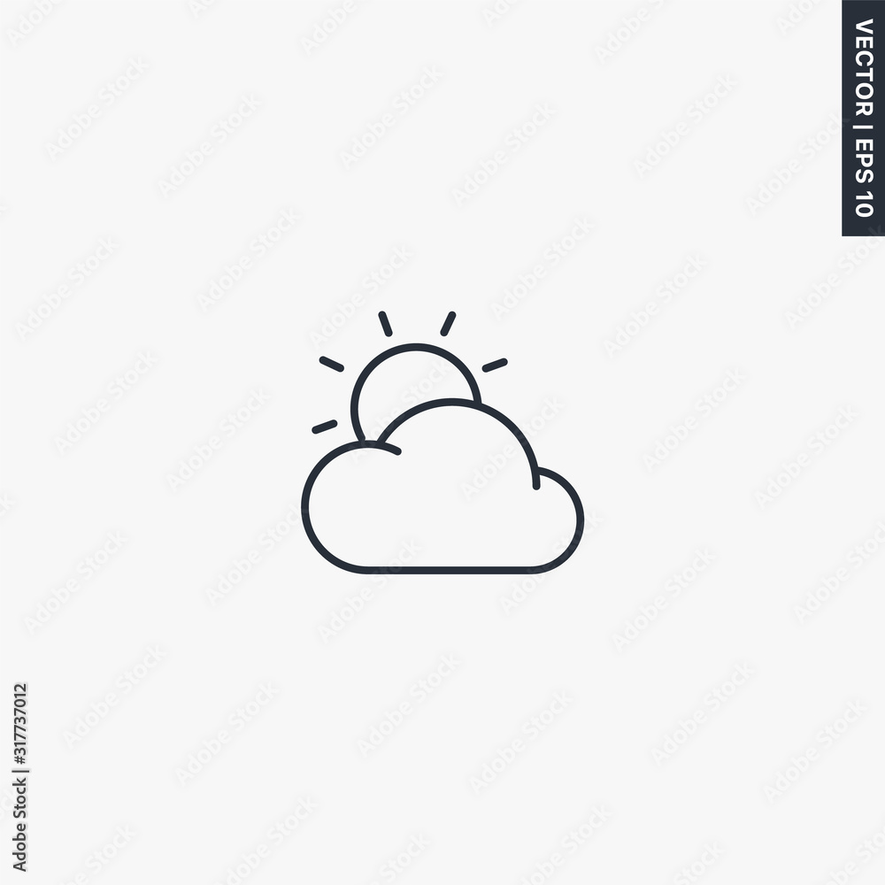 Sun cloud, linear style sign for mobile concept and web design Sun cloud, linear style sign for mobile concept and web design