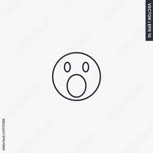 Wow emoticon, linear style sign for mobile concept and web design