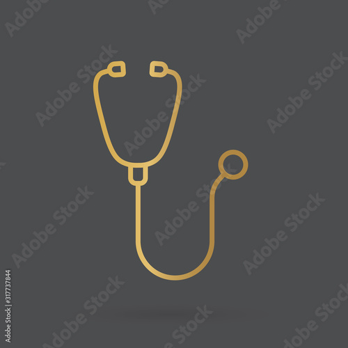 golden stethoscope icon- vector illustration