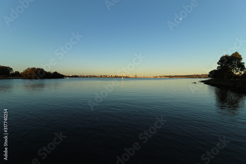 Beautiful dawn at Swan River in Perth, Western Australia