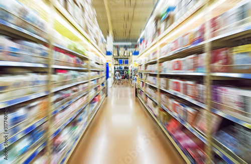 Empty supermarket aisle