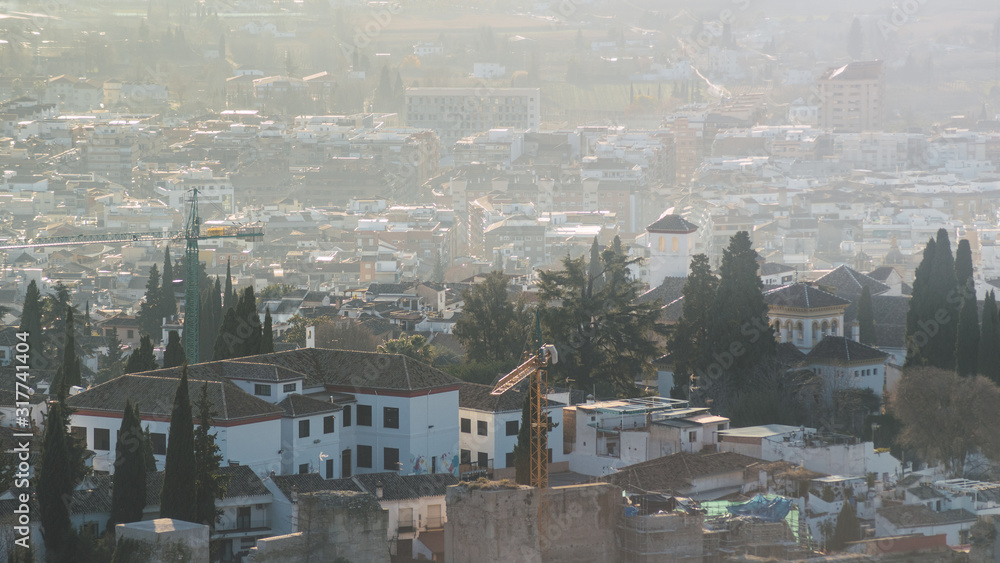 Panorámica de la ciudad de granada desde el mirador de San Miguel