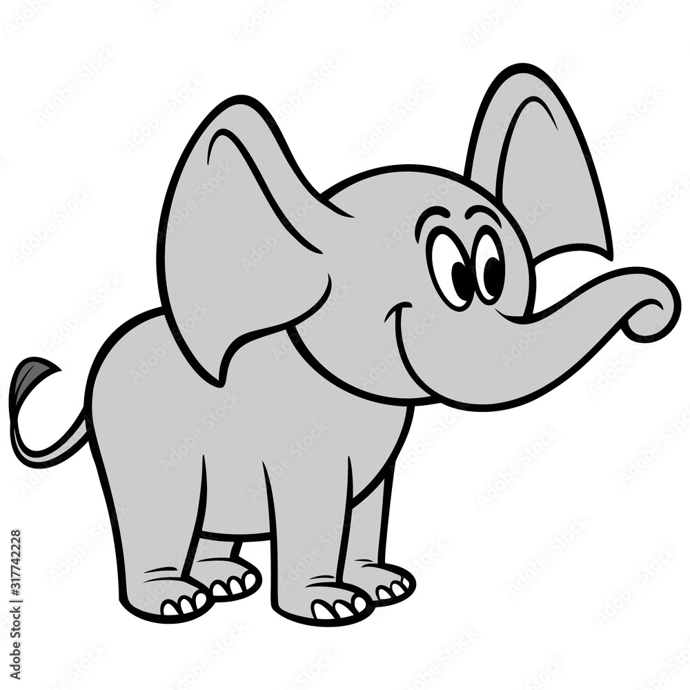 Fototapeta premium Cute Elephant - A cartoon illustration of a cute baby Elephant.