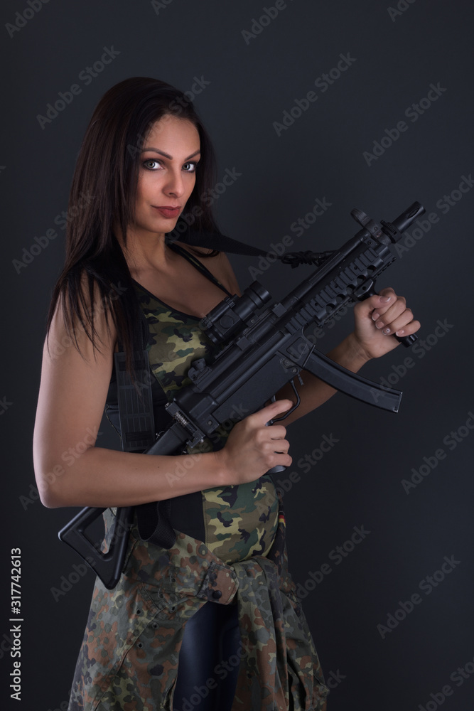 sexy woman with gun