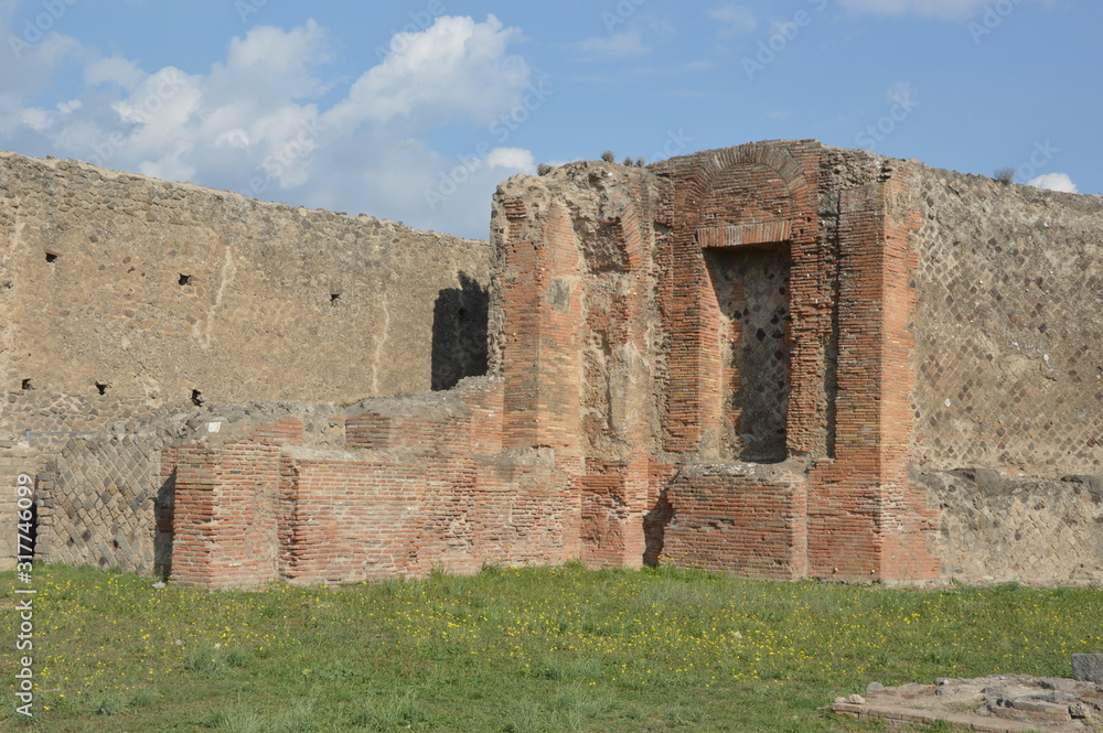 Closeup on the ruins of Pompeii