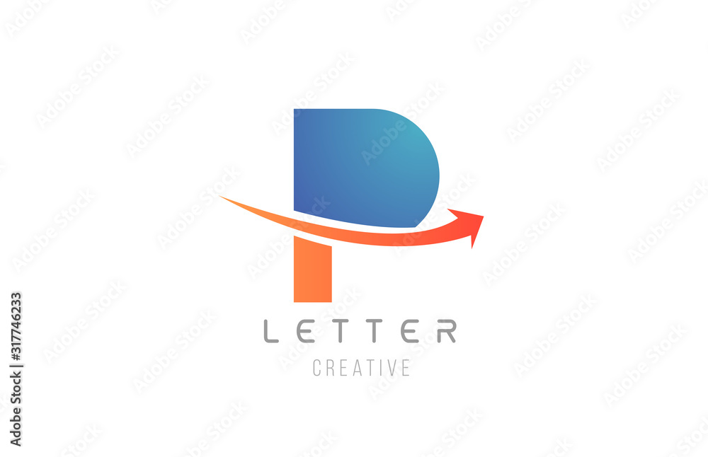 blue orange P letter alphabet icon design for company template blue orange P letter alphabet icon design for company template