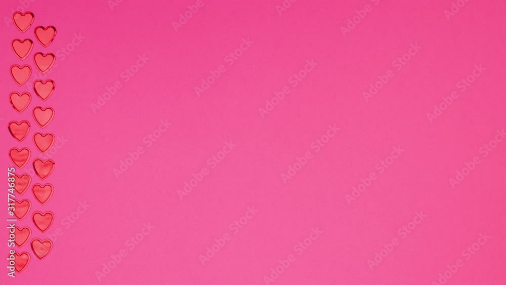Red hearts appear on left side for Valentine's day - Stop motion Red hearts appear on left side for Valentine's day - Stop motion