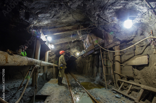 Gold mine underground tunnel miner near orechute