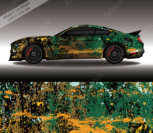 Car wrap decal design vector, custom livery race rally car vehicle sticker and tinting.