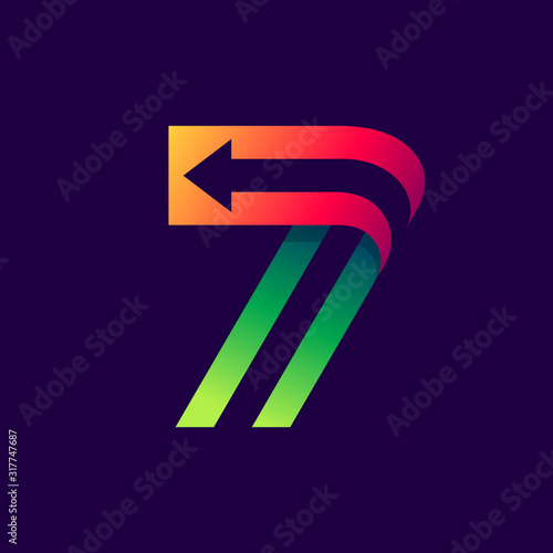 Number seven logo with arrow inside.