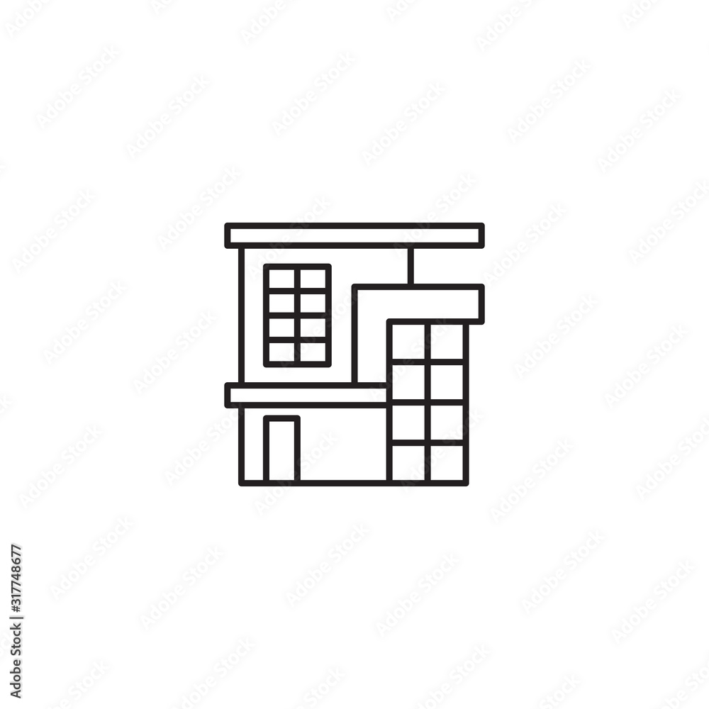Modern house, mansion, residence, line illustration, real estate icon, illustration, logotype