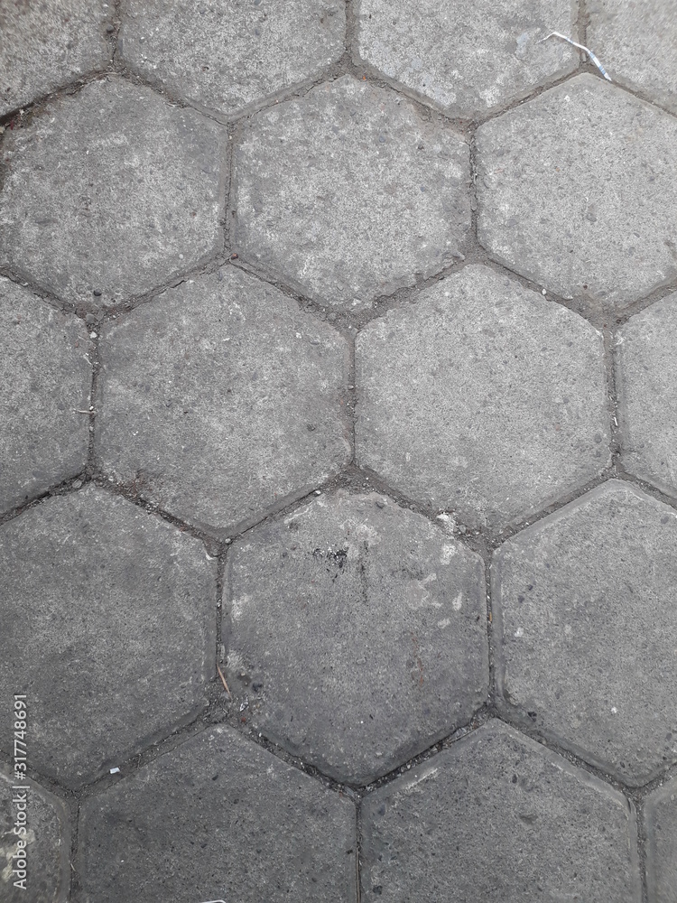 Paving gray color hexagon shape. Paving gray color hexagon shape.