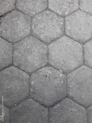 Paving gray color hexagon shape.
