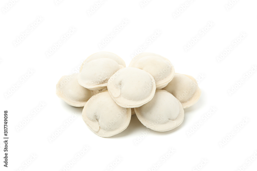 Tasty raw dumplings isolated on white background Tasty raw dumplings isolated on white background