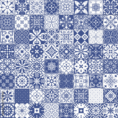 Big set of tiles in portuguese, spanish, italian style. For wallpaper, backgrounds, decoration for your design, ceramic, page fill and more.