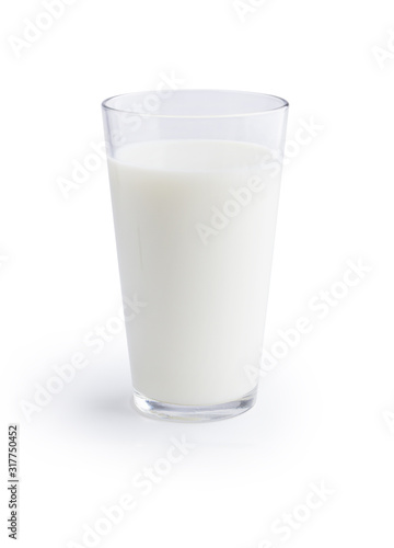 milk in a glass  white background
