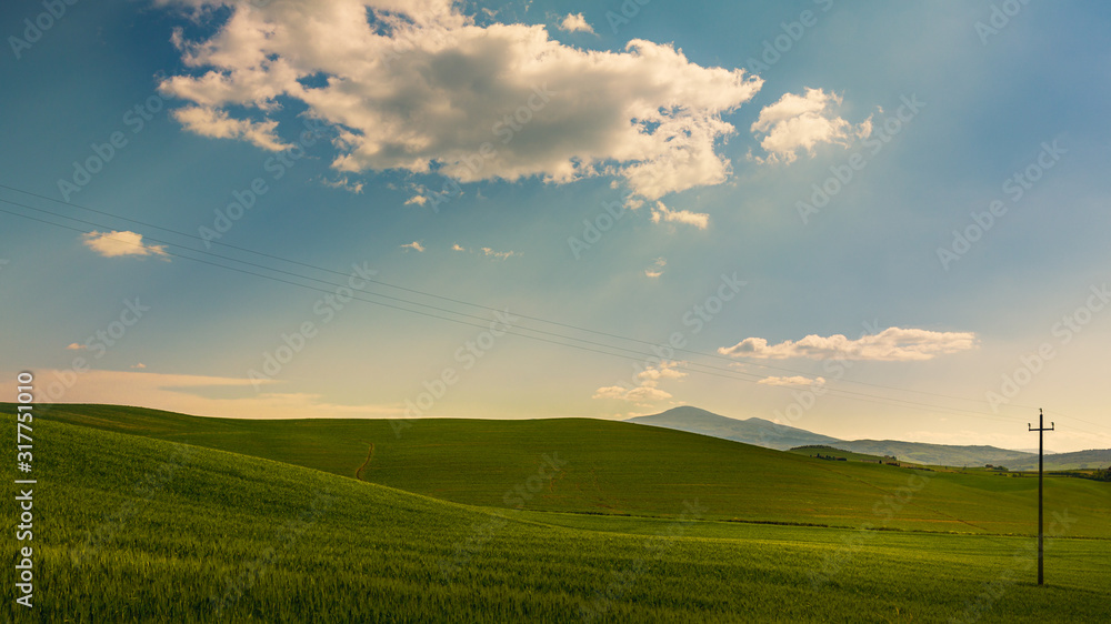 tuscany landscape green yellow hills