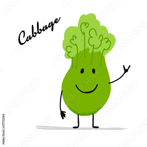 Funny smiling chinese cabbage, character for your design
