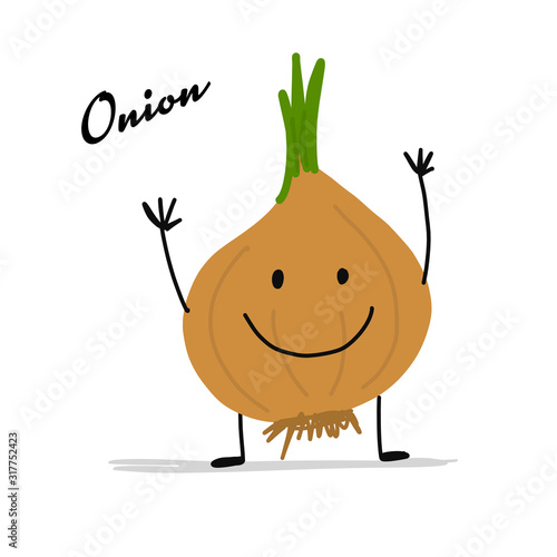 Funny smiling onion, character for your design