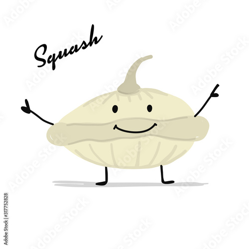 Funny smiling squash, character for your design