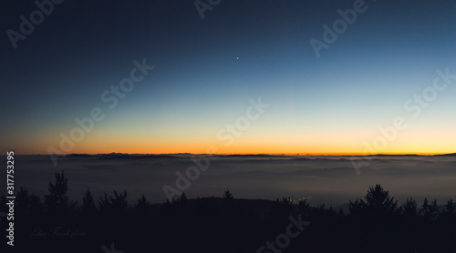 colorful sky during sunset with inversion