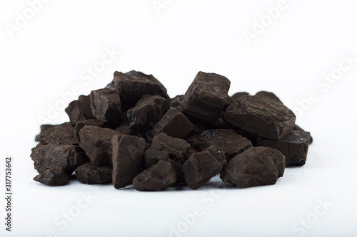 black coal on a white background