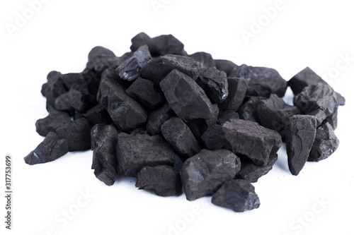 black coal on a white background