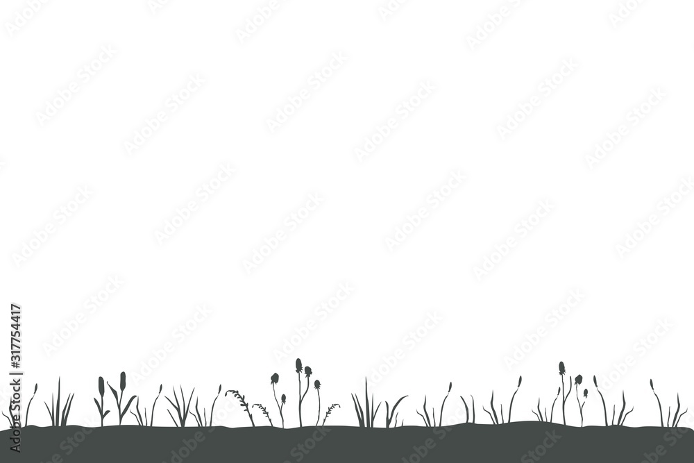 Seamless pattern with silhouette of grass on the ground Seamless pattern with silhouette of grass on the ground