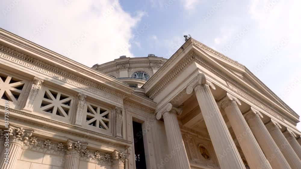 4k video of Romanian Atheneum (Romanian: Ateneul Roman) concert hall building in Bucharest city, Romania. Important landmark and musical center 4k video of Romanian Atheneum (Romanian: Ateneul Roman) concert hall building in Bucharest city, Romania. Important landmark and musical center