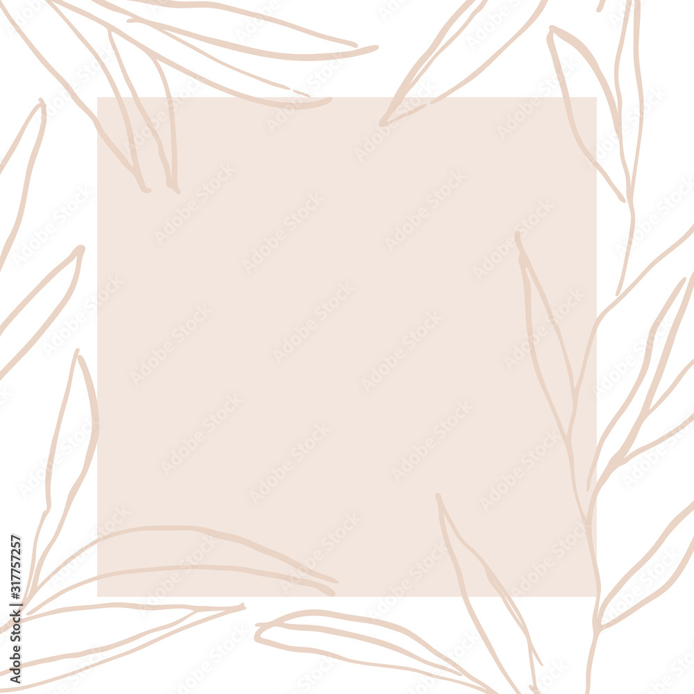 Abstract simple trendy vector leaves frame design. Abstract simple trendy vector leaves frame design.