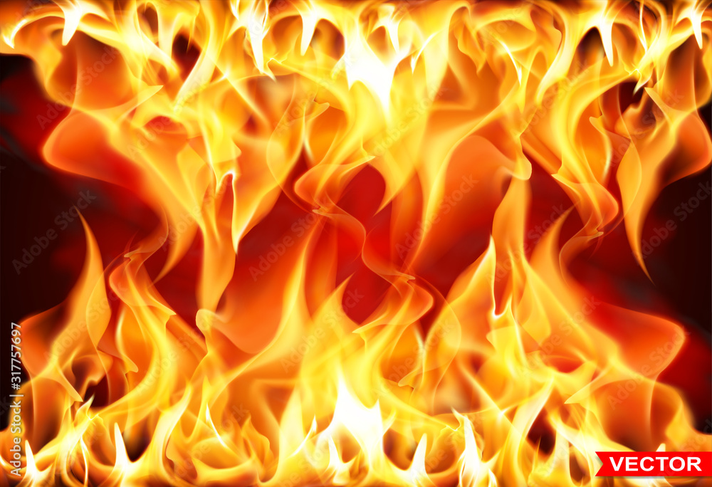Realistic many burning fire flames with shiny bright elements. Power, fuel and energy symbol. Layered vector background. Realistic many burning fire flames with shiny bright elements. Power, fuel and energy symbol. Layered vector background.