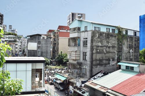 Dilapidated town near Zhongxiao Fuxing Station, Taipei, Taiwan photo