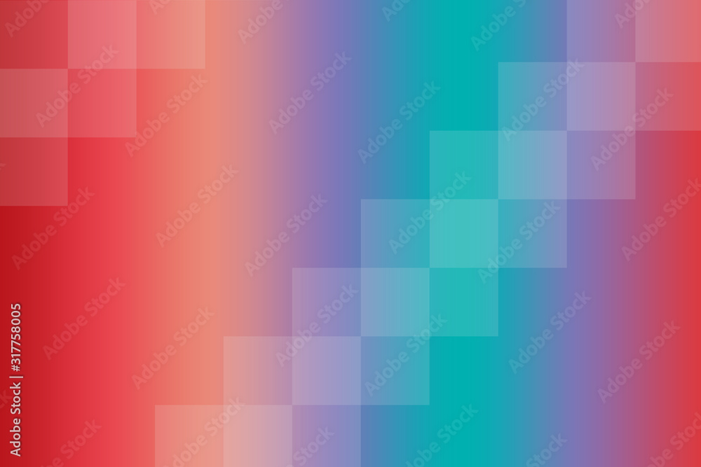 Brightly colored holographic abstract illustration. Blurred gradient background with transparent overlapping squares. Low poly design for business, web etc. 3D layered effect.