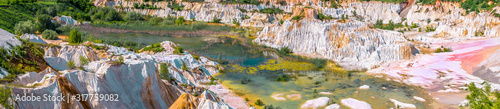Abandoned Kaolin quarry with white plaster material