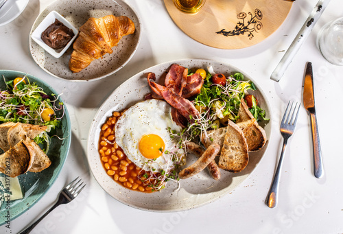 English breakfast table, top view