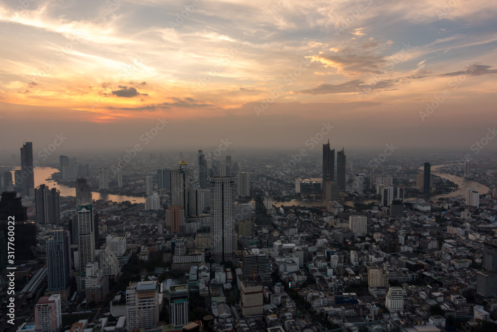 Aerial View of Bangkok City