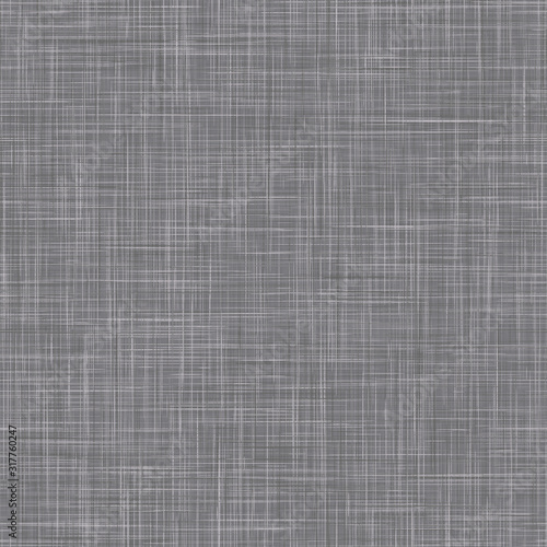 Natural dark gray french woven linen texture background. Old raw flax fibre seamless pattern. Organic yarn close up weave fabric wallpaper. Ecru grey burlap fine canvas. Cloth effect repeat tile