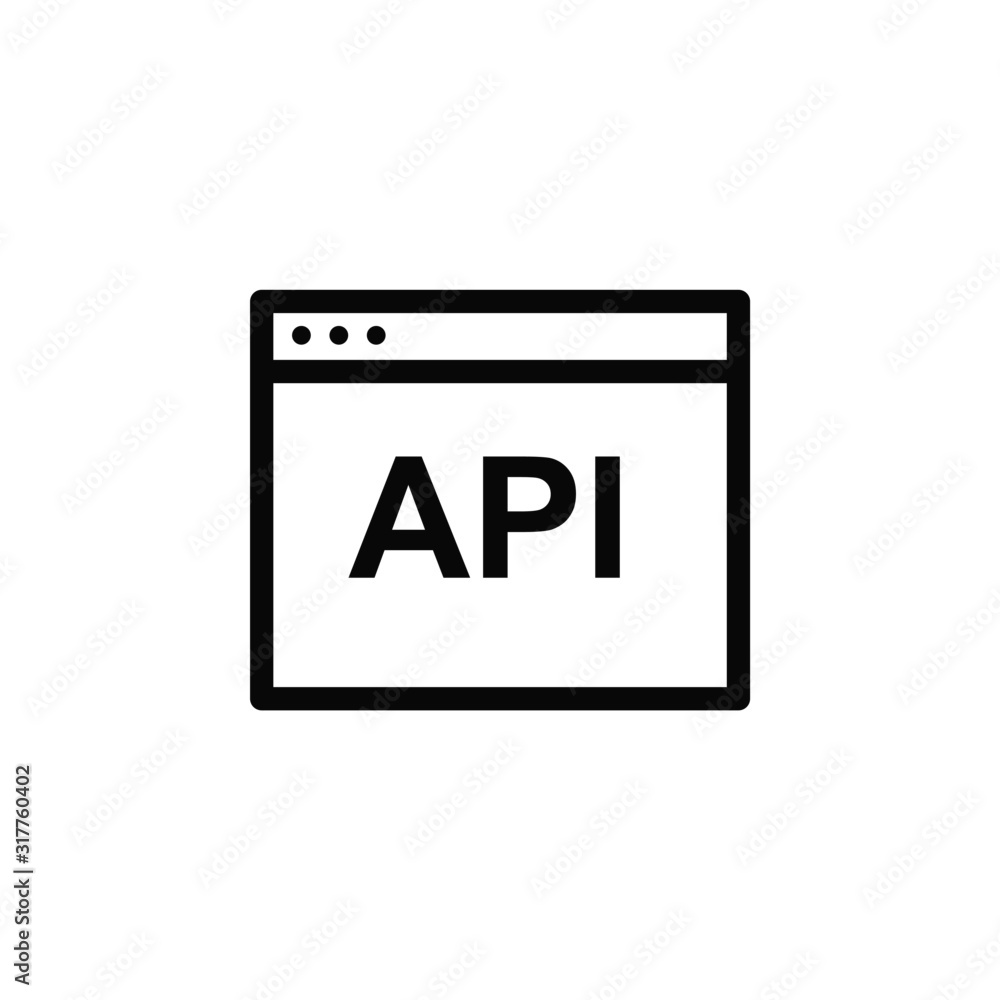 API vector isolated flat icon. Software, application, technology symbol API vector isolated flat icon. Software, application, technology symbol