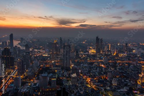 Aerial View of Bangkok City