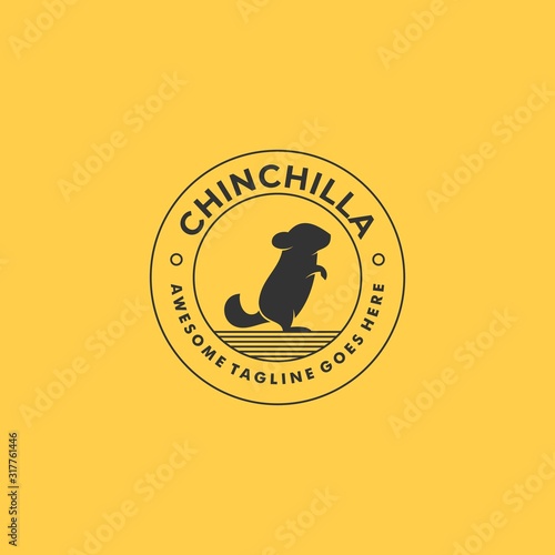 Vector Logo Illustration Chinchilla Stands Vintage Badge
