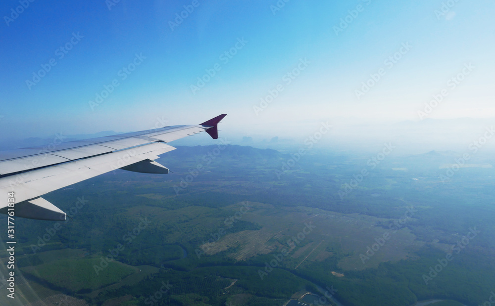 Beautiful nature from aerial view of the plane.