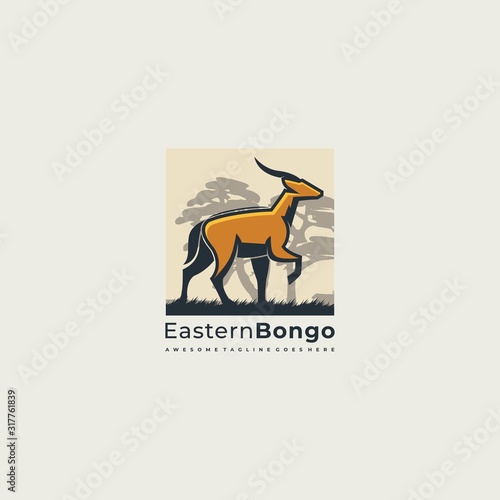 Vector Logo Illustration Eastern Bongo Mascot Carton