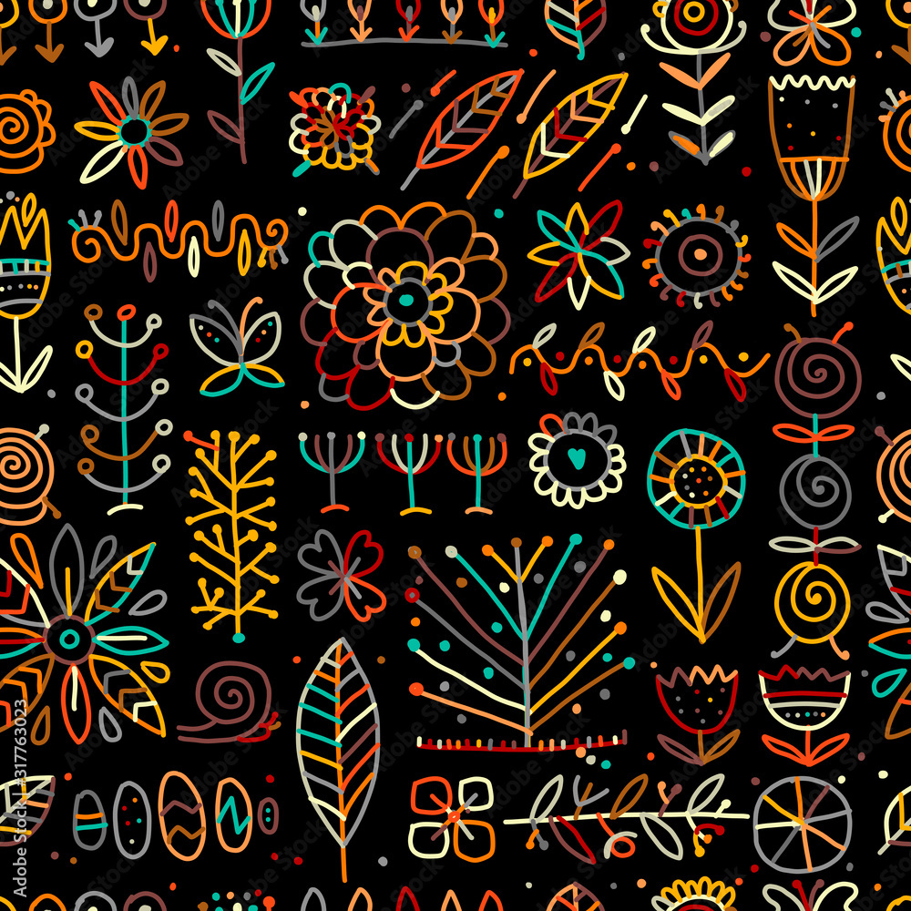 Ethnic floral seamless pattern for your design Ethnic floral seamless pattern for your design