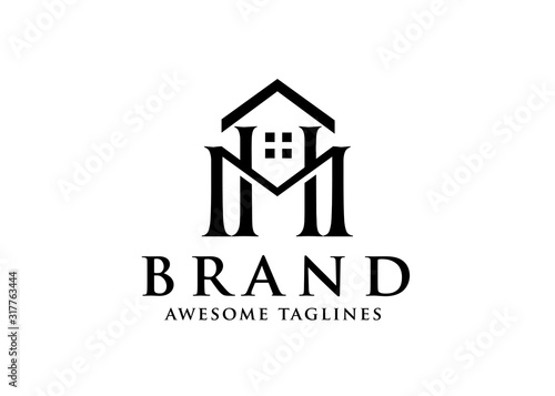 Vector real estate with initial Letter HM or MH Logo design template