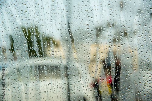 Water drops on a glass